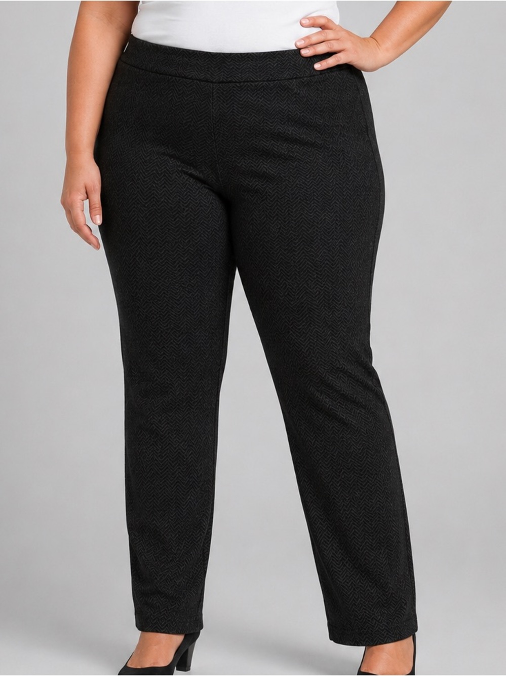 😍CLEARANCE - LASANIA Black & Grey Chevron Pattern Stretch Pull-on Pants size 14